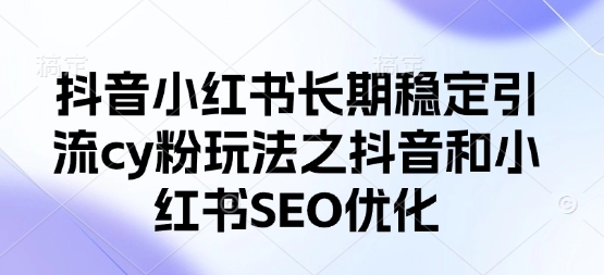 抖音小红书长期稳定引流cy粉玩法之抖音和小红书SEO优化-青年云网创—高质量项目商城